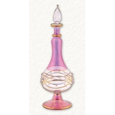 Pink Plump and Gold Etched Egyptian Blown Pyrex Glass Perfume Bottle Made Egypt   